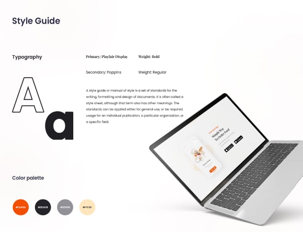 style guide with instructions for creating professional website