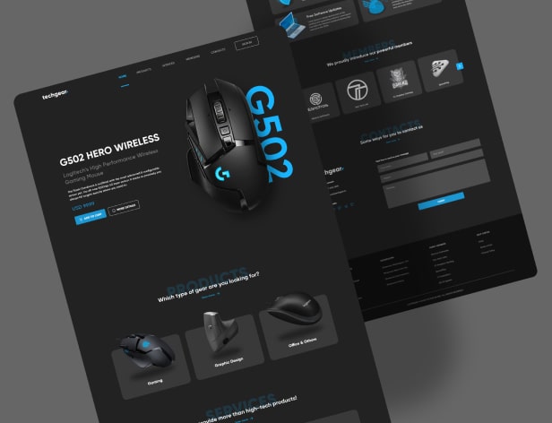 landing page for a store selling black computer accessories 